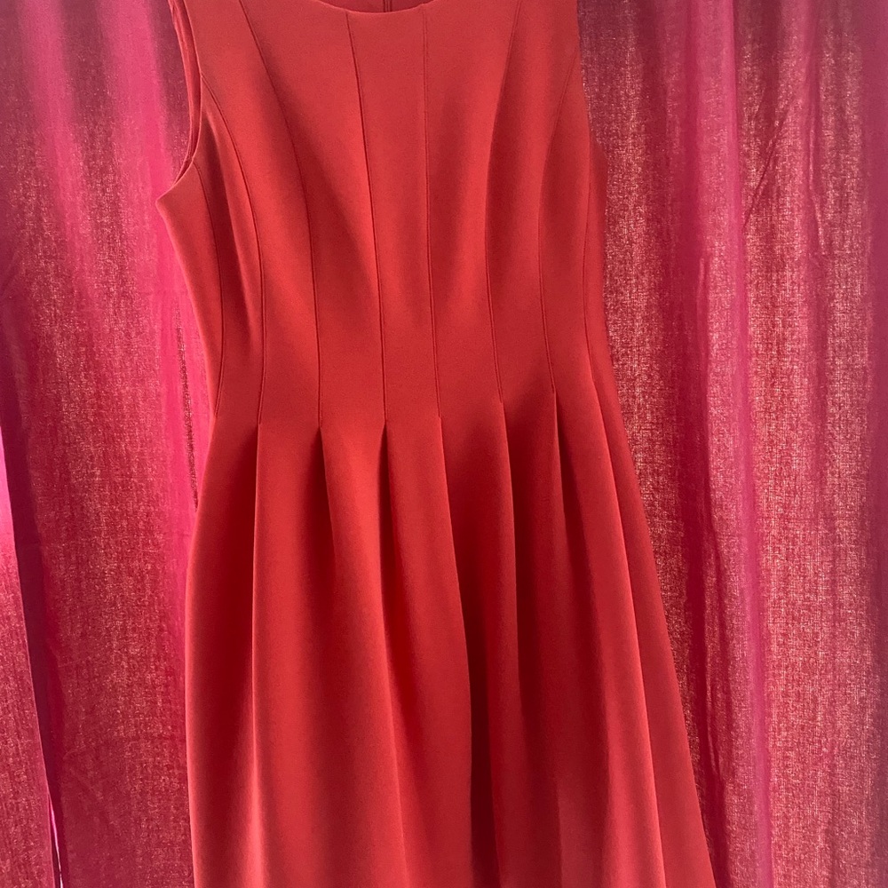 EUC Coral Calvin Klein scuba pleated dress, Sz 10